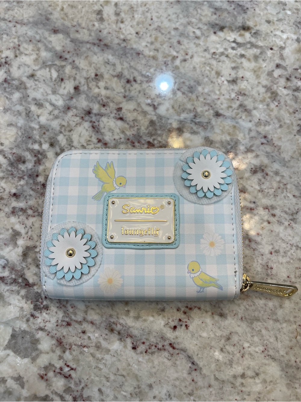 Loungefly Sanrio Cinnamoroll Daisy Gingham Zip Around Wallet Blue
